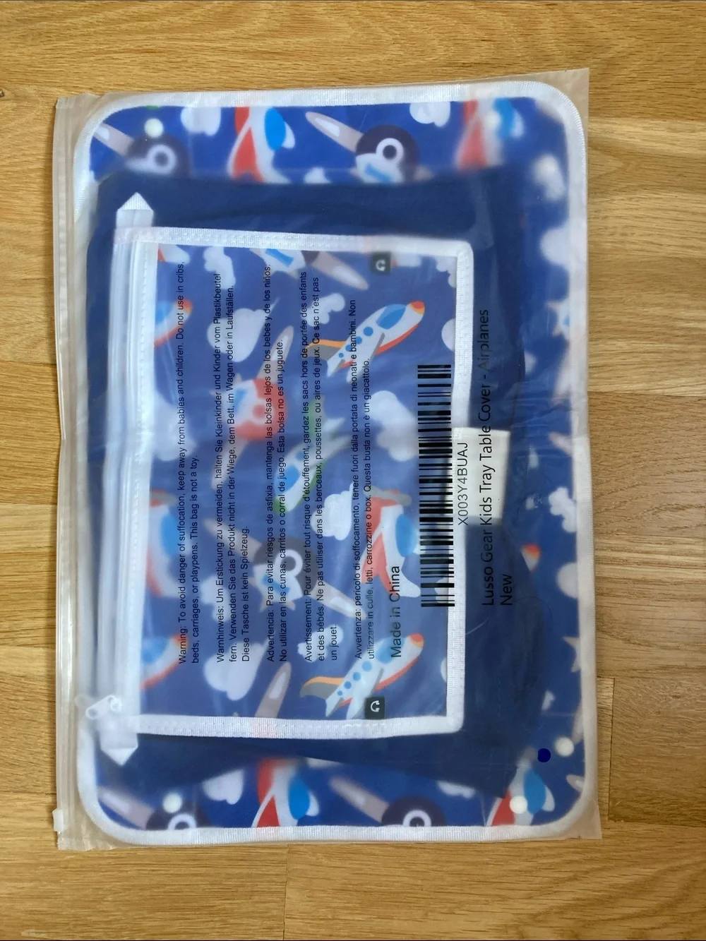 Kids Foldable Travel Tablet Stand & Organizer - Blue Plane Pattern